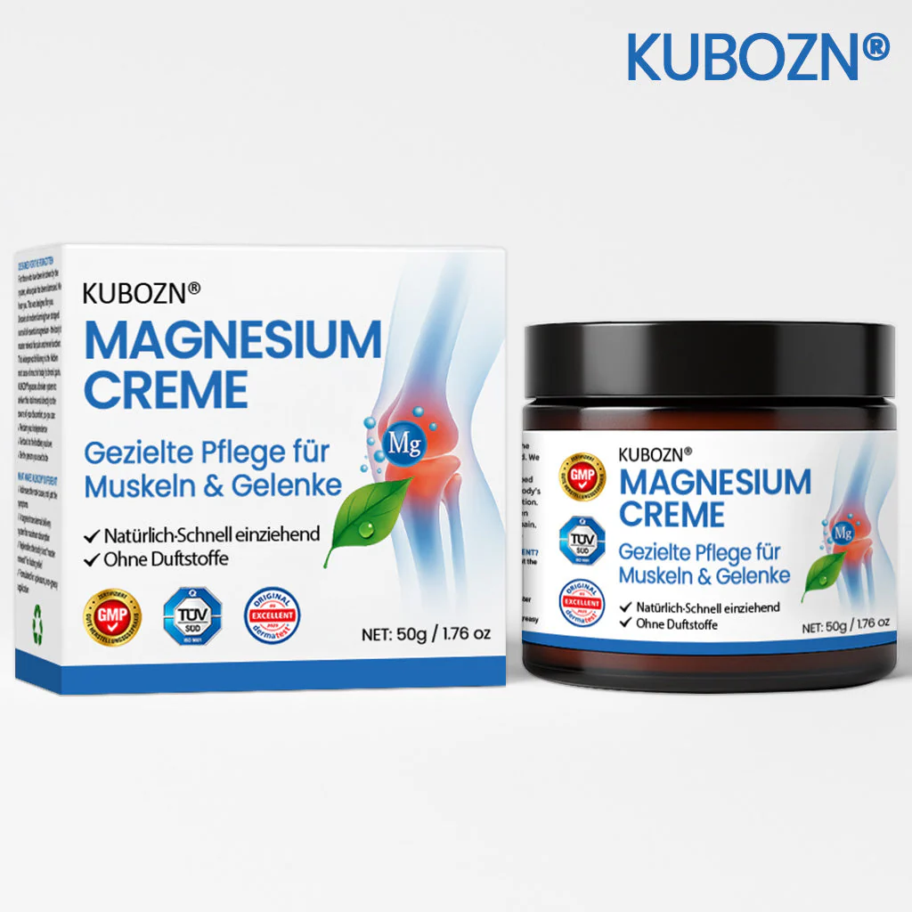 KUBOZN® Magnesium Creme – Spürbare Pflege & Entlastung für Muskeln & Gelenke | Hergestellt in Deutschland 🅱︎