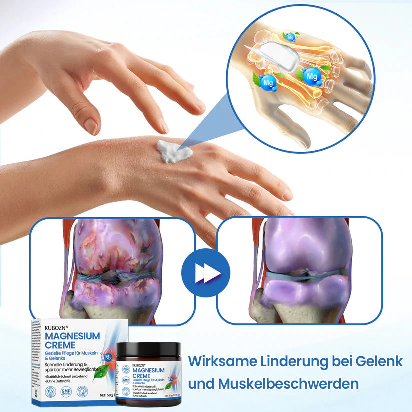 KUBOZN® Magnesium Creme – Spürbare Pflege & Entlastung für Muskeln & Gelenke | Hergestellt in Deutschland 🅱︎ - Image 3